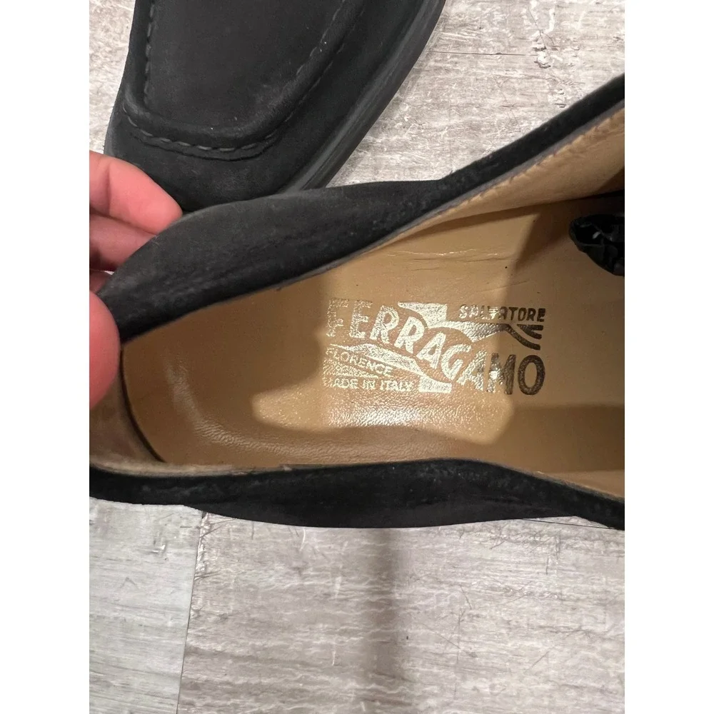 Salvatore Ferragamo Shoes Mens 9.5 D Black Suede Moc Toe Oxfords Desert Shoes